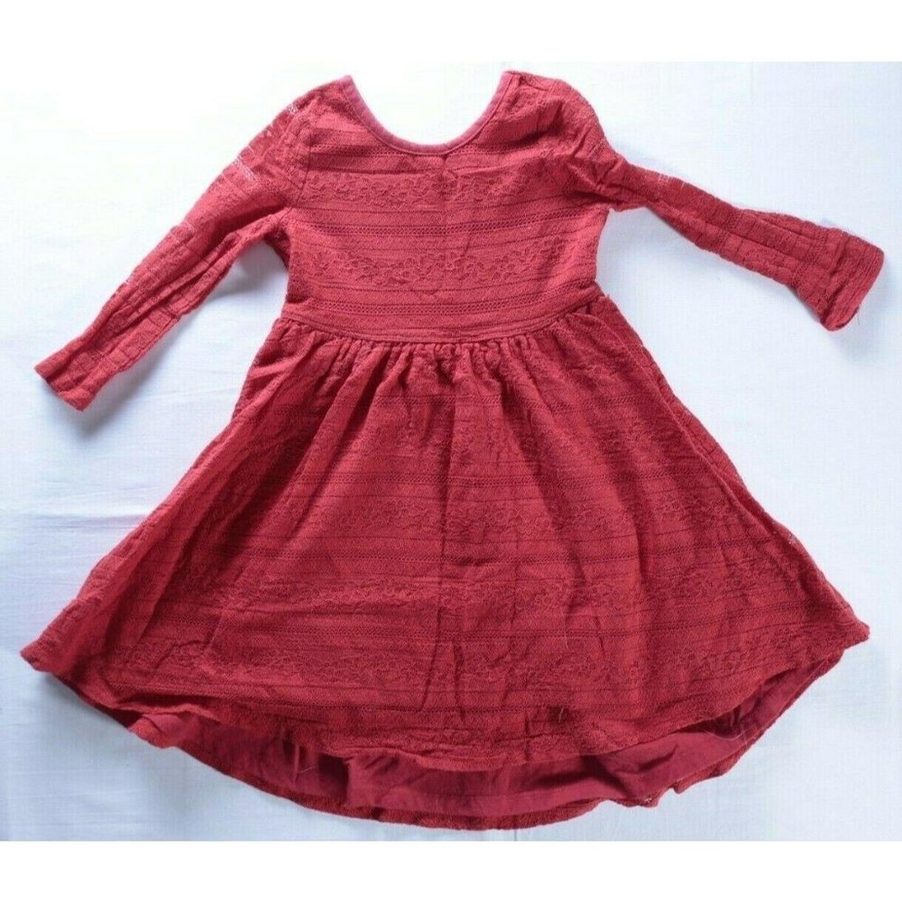 Fab Kids girls sz M 6/7 red lace dress overlay lon